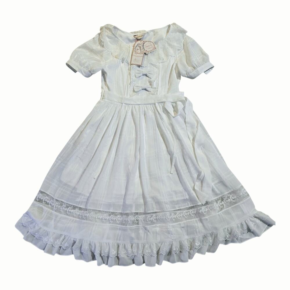 Lolitimes White Lolita Dress Zhi Jin Yuan Soft Bows Lace Cosplay Costume Size S